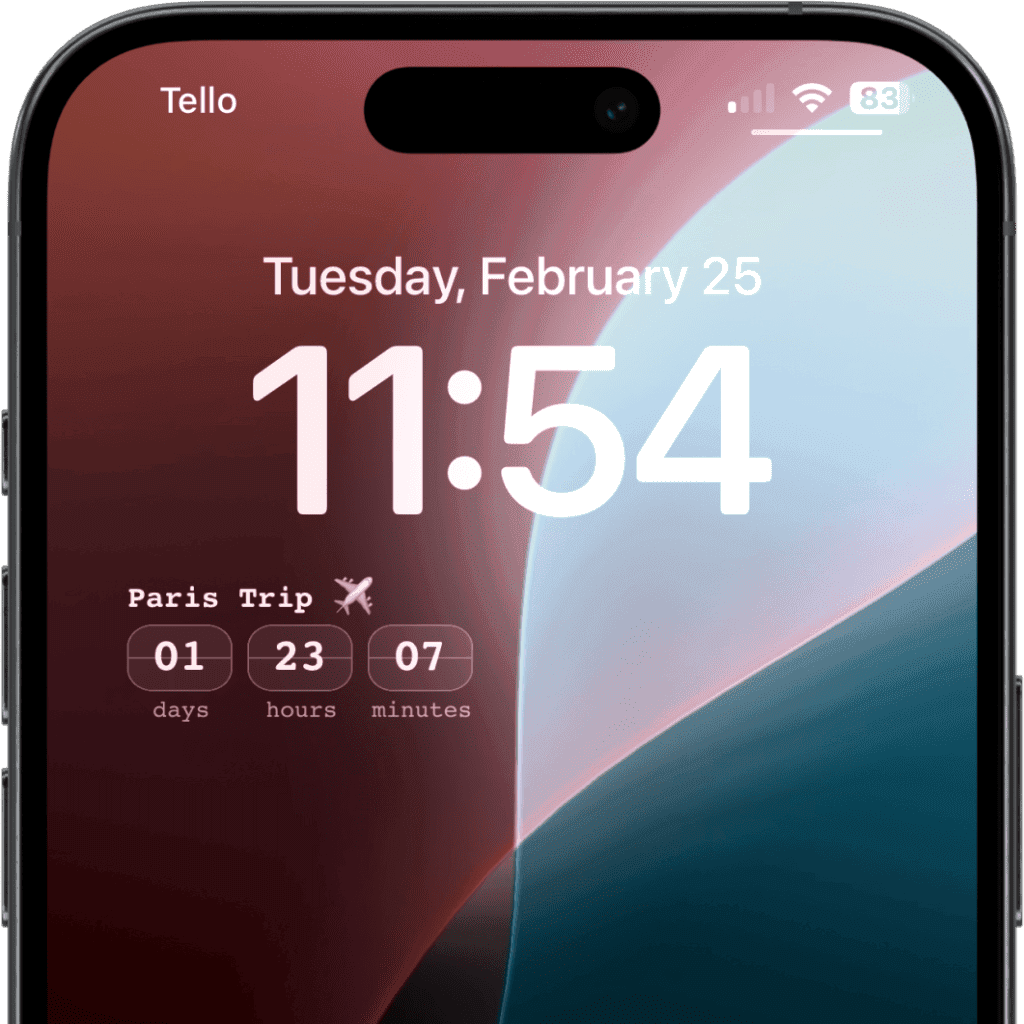 iPhone showing countdown widgets on Lock Screen